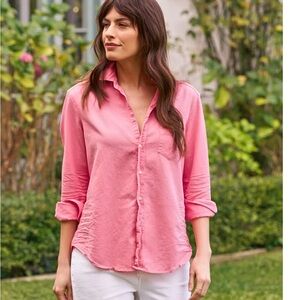 EUC Eileen Relaxed Button Up In Sunset Denim. Intentionally distressed see pics